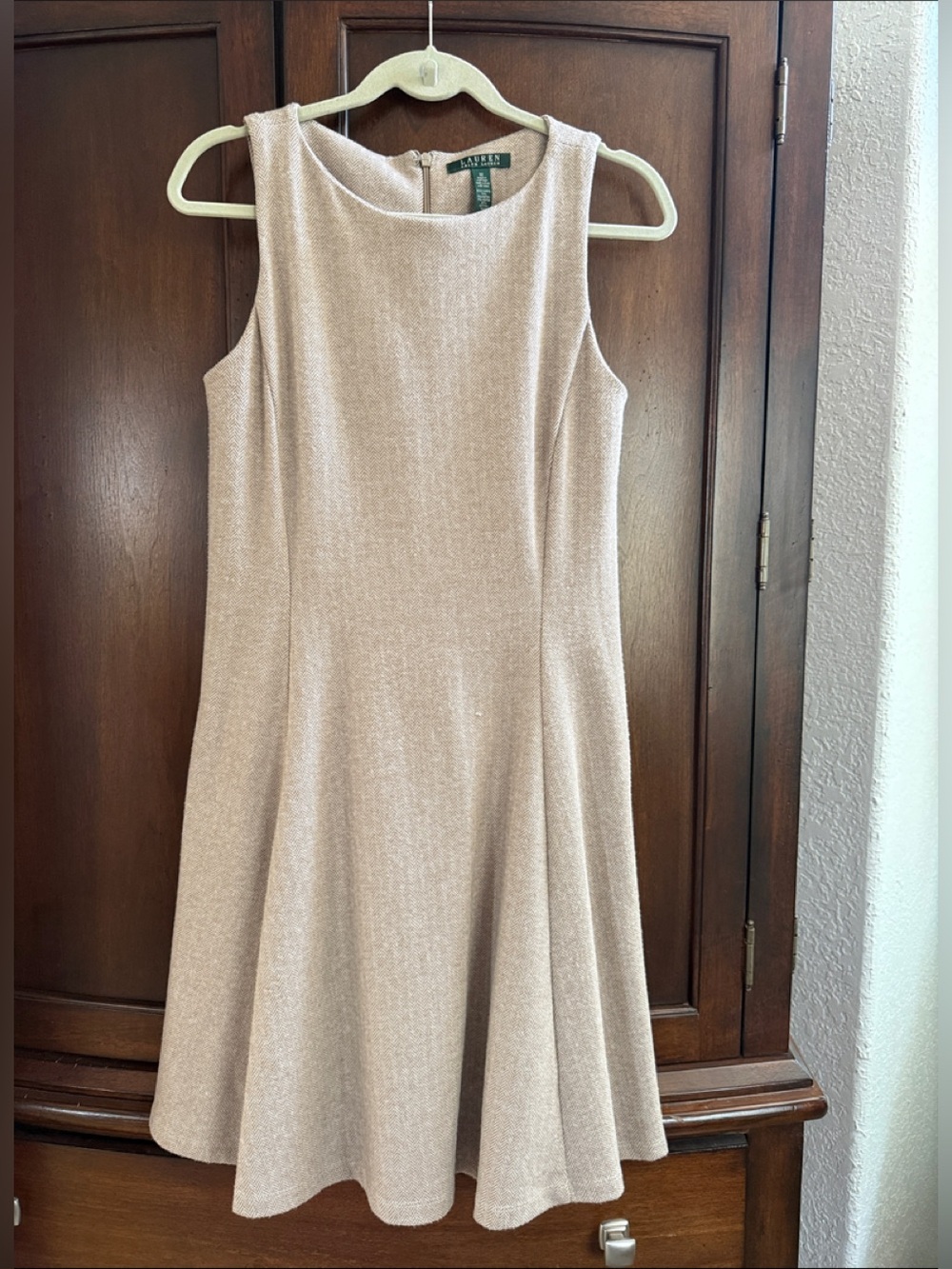Ralph Lauren Sleeveless Midi A-Line Dress in Light Blush